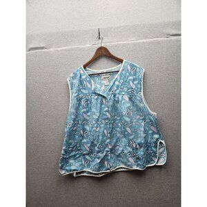 Anthony Richards Womens Paisley Print Sleeveless smock Button-Front Top